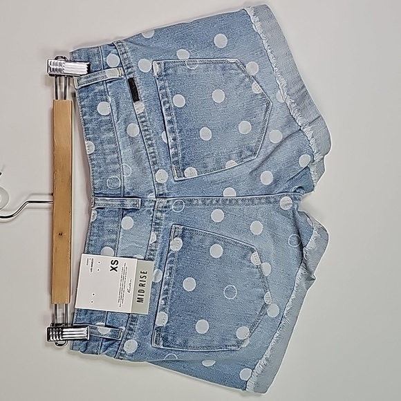Kancan xs light wash polka dot mid rise jean shorts - Picture 3 of 8